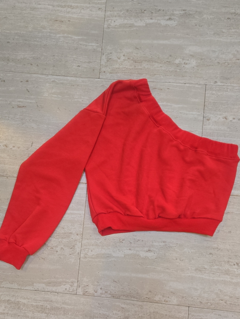 The Vintage Shop Red One Shoulder Sweatshirt